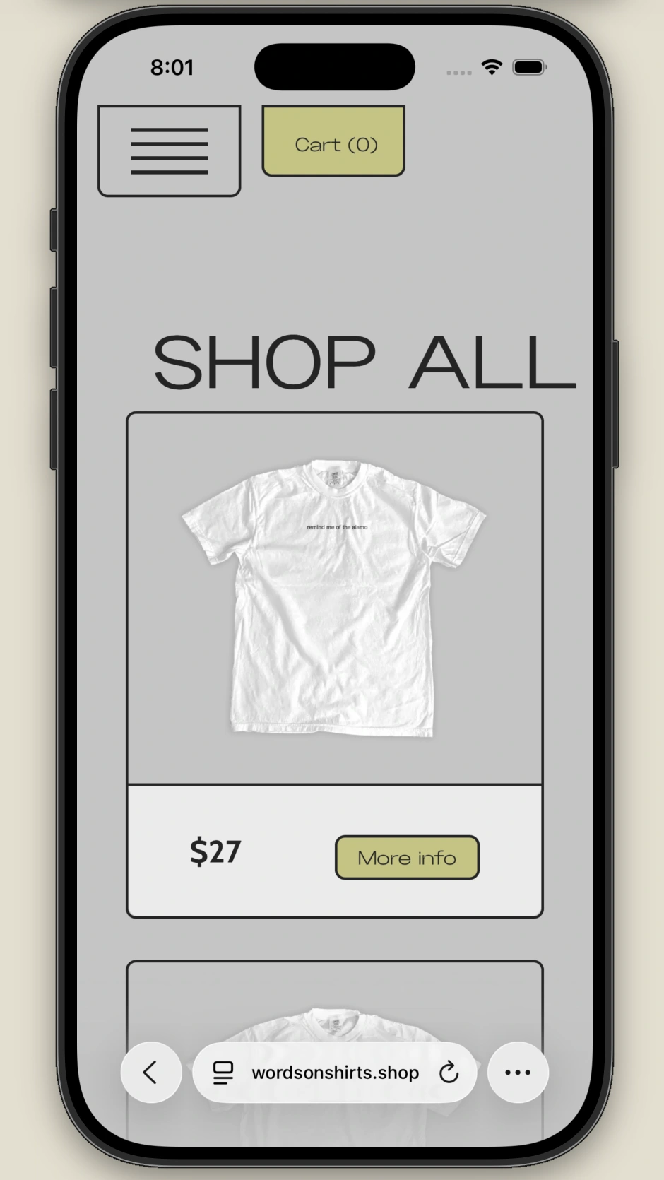 Words on Shirts mobile layout 1
