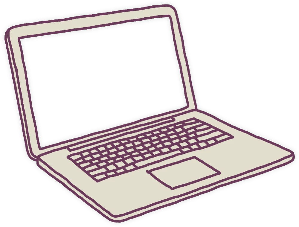 An illustrated laptop computer
